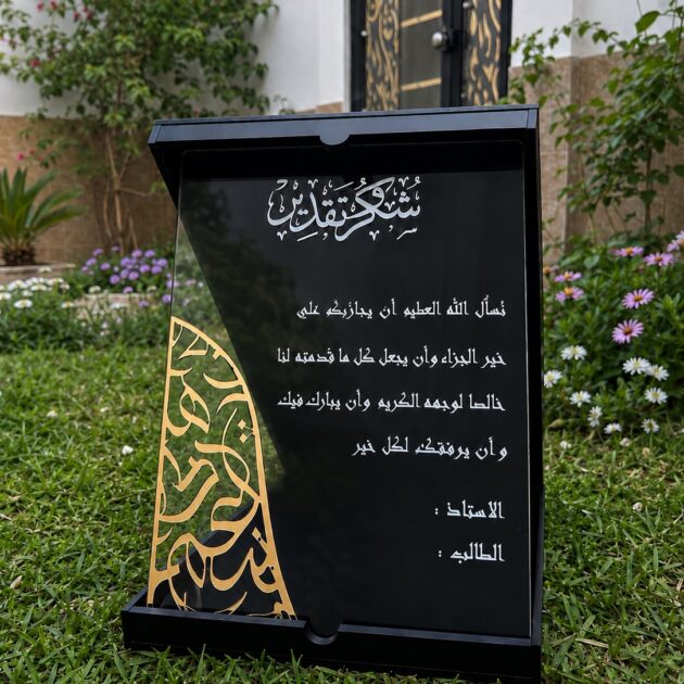 درع شكر و تقدير أكريليك فاخر بتصميم ذهبي